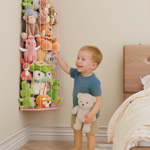 BBLIKE Stuffed Animal Storage, Corner Plush Toy Organizer with Hardware
