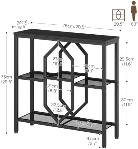 HOOBRO Console Table, Narrow Entryway Table, Behind Couch Table, Black
