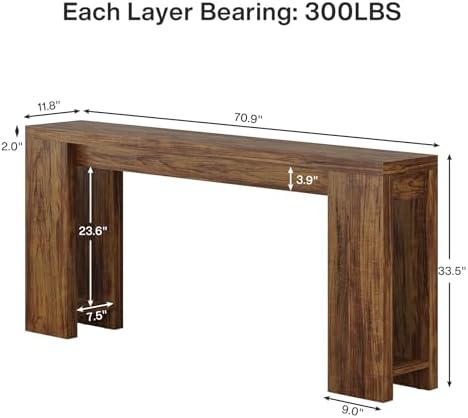 Tribesigns 70.9-Inch Extra Long Console Table, Farmhouse Wood Sofa Table Behind Couch, Narrow Entryway Accent Table for Living Room, Hallway, Entrance, Foyer, Dark Brown