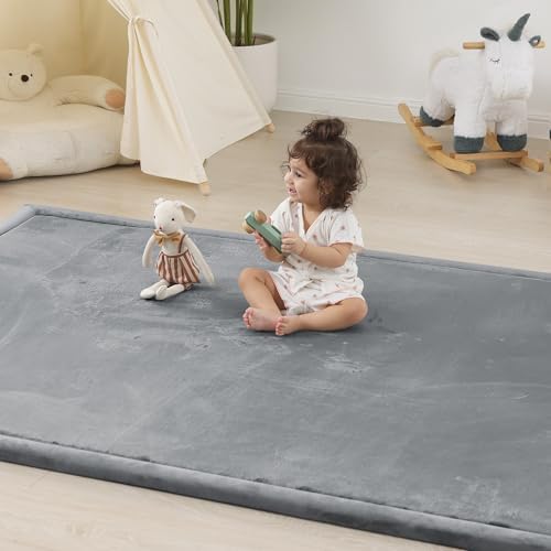 1.5" Thick Baby Play Mat for Floor,59x79 Large Memory Foam Tummy Time Mat