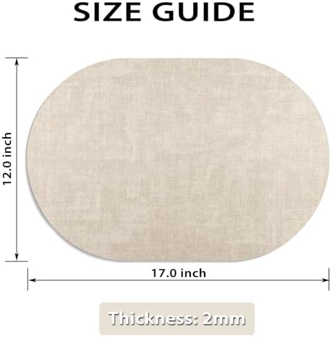Faux Leather Oval Placemats Set of 8, Beige