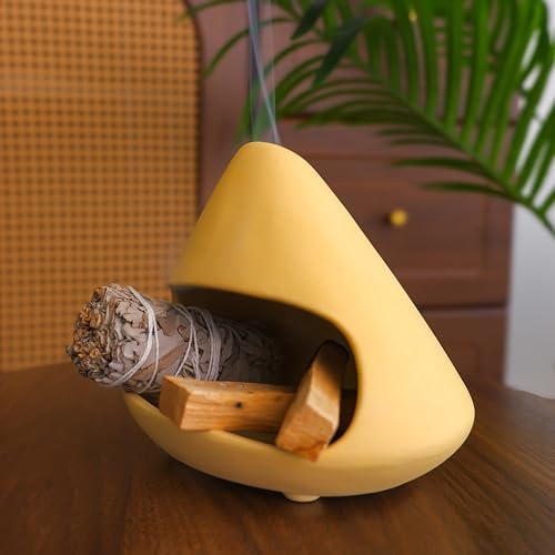 MOUGIGI Unique Zongzi Shaped Clay Smudge Bowl, Palo Santo Holder for Sage
