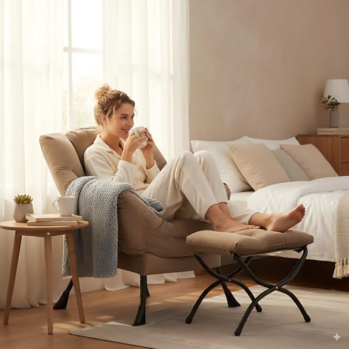 LITA Lazy Chair with Ottoman, Comfy Accent Reading Chair
