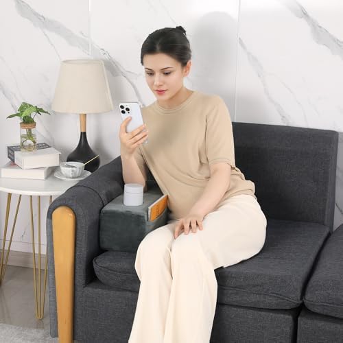 HOMBYS Removable Couch Armrest Pillow with Cup Holder and Side Pockets