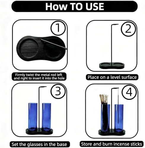 Blue Glass Incense Holder, Incense Burner Holder with Ash Catcher & Storage,Hang Upside Down Incense Holder for Sticks (Blue)