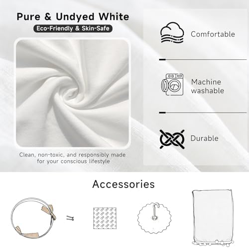 LOAOL Bed Canopy with Pom Pom Kids Reading Nook Hanging Tent (White)