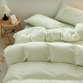 Chic Polka Dot Duvet Cover Queen Size 3PCS 100% Cotton Double Layer Gauze Zipper Bedding Set, Soft Breathable Comforter Cover with 2 Pillowcases Kids Adults Green Bedding Duvet Cover for All Seasons