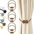Hion Magnetic Curtain Tiebacks Dark Brown 6pcs, Curtain Holdbacks Hooks