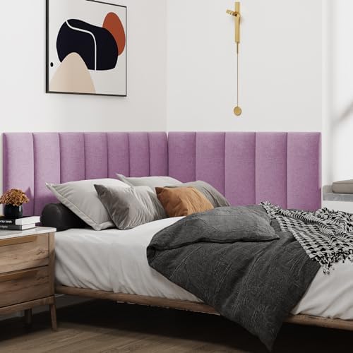 IFNOW Wall Mounted Headboard, Peel and Stick Panels, Dark Pink, King