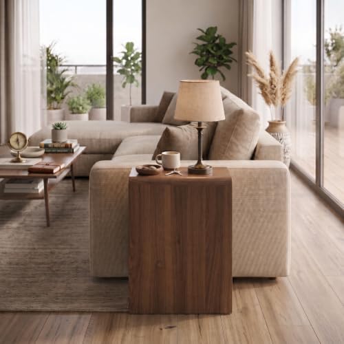 8 Inch Nightstand, 2 Drawers & Shelf, 1 Pack, Light Walnut