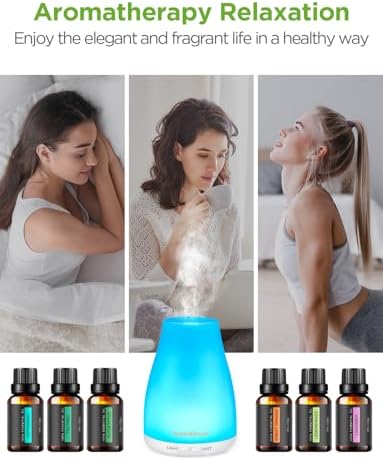 InnoGear 100ml Essential Oil Diffuser for Home with 6 Oils Gift Set, White