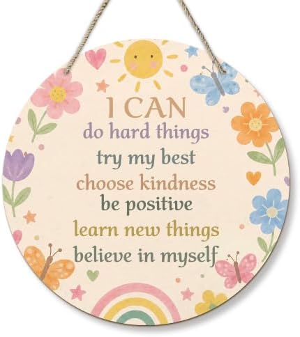 PHAMTE Inspirational Affirmations Girl Nursery Round Wreath Sign 12 Inch