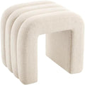 Beige Linen Ottoman Stool, Backless Vanity Stool, Footrest for Couch