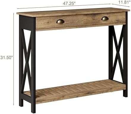 ChooChoo 47" Farmhouse Console Table with Drawer for Entryway
