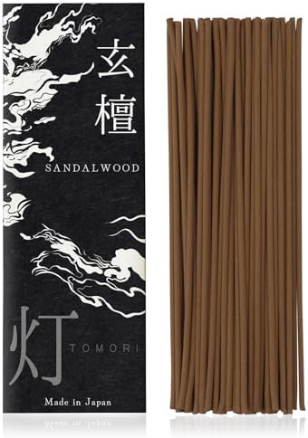 Sandalwood Spicy Premium Japanese Incense Sticks 60sticks Coreless Low Smoke Natural Charcoal Free Non Toxic Temple Kyoto Aroma Aromatherapy Meditation Calming Stress Relief Relaxation Yoga TOMORI