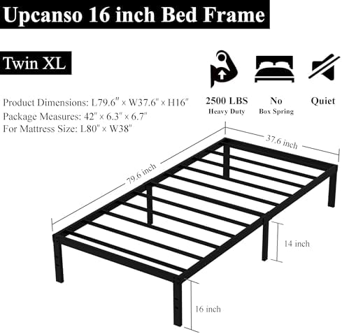 16 Inch Twin XL Bed Frames, Metal Platform Twin XL Bed Frame