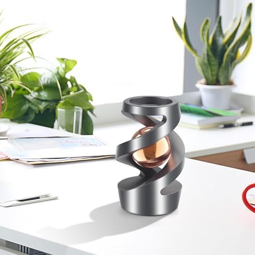 Upgraded Fidget Toys Adult Gravity Defying Kinetic Desk Toys, Kinetic Spinning Optical Illusion Desk Fidget Spinners Toys for Office for Adults, Cool Office Gadgets for Desk(Rose Gold)