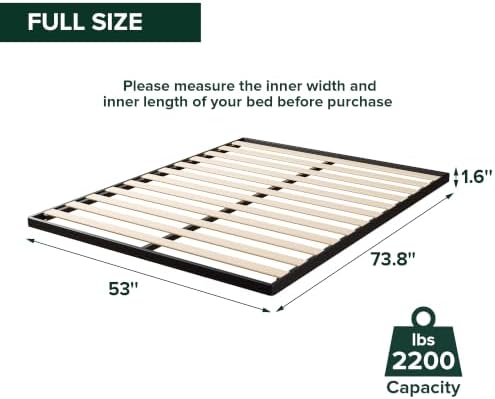 Zinus 1.6 Inch Deepak Easy Assembly Wood Slat Bunkie Board, Full