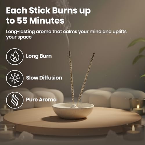 Tulasi White Sage Incense Sticks for Cleansing (48 Scent Sticks) | with Real Herbs | Long-Lasting 55-Minute Burn | Natural Essential Oils | Perfect for Meditation, Yoga & Removing Negative Energy