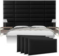 Vänt Wall Mounted Headboard Panels, King/Twin, Vintage Leather Jet Black