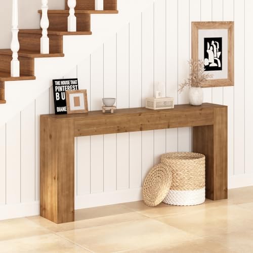 63" Solid Wood Console Table for Entryway, Long Farmhouse Sofa Table