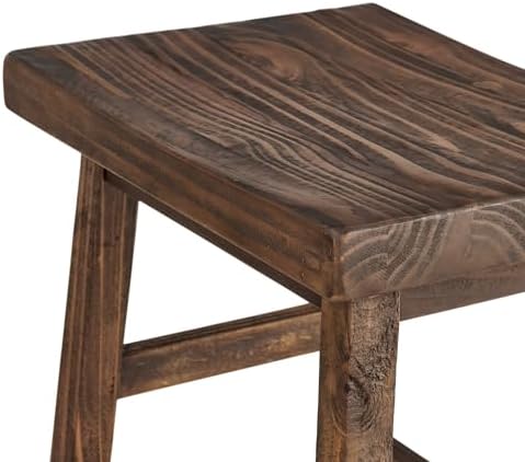 Alaterre Furniture Pomona Solid Wood Bar Stool Set of 2, Rustic Brown, 26”
