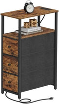 TUTOTAK Narrow Night Stand with Charging Station, Slim End Table