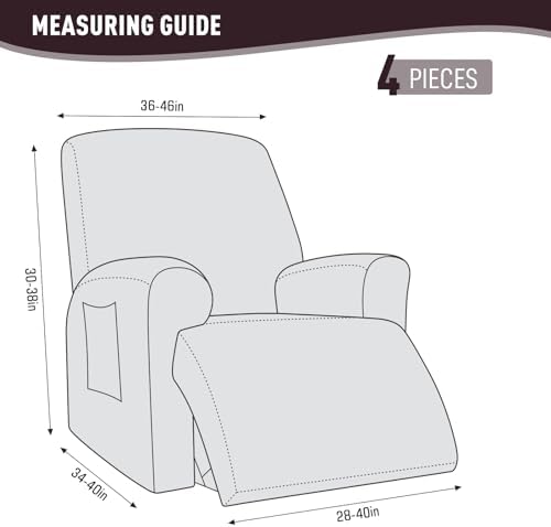 KinCam Recliner Covers, Stretch Reclining Chair Covers, Recliner Sofa Slipcovers Stripe Jacquard Recliner Couch Covers Furniture Protector Covers for Pet Kid (1 XL Seater, Dark Coffee)