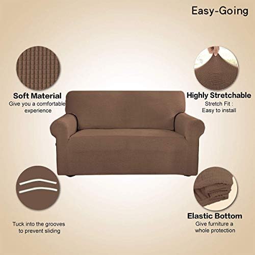 Easy-Going Stretch Loveseat Couch Covers Washable Brown