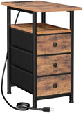 LOAKEKEL Narrow Side Table, Small End Table with Charging Station