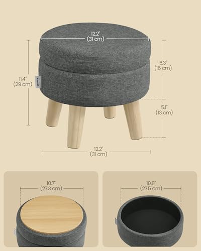 SONGMICS Foot Stool Ottoman, Small Storage Ottoman with Legs, 12.2 Inches