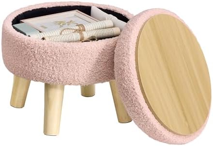 SONGMICS Foot Stool Ottoman, Small Storage Ottoman with Legs, 12.2 Inches