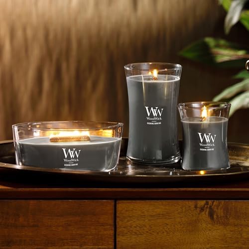 WoodWick Evening Bonfire Holiday Candle Gifts for Women and Men, 16 oz Ellipse Candle with Crackling Wick (Pack of 2)