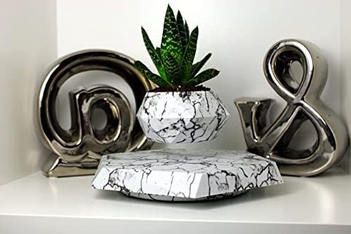 BandDlevs Floating Pots for Plants - Levitating Pot - Levitating Planter for Bonsai, Succulents, Air Plants - Floating Magnetic Display for Home Office Desks -Magnetic Levitation Plant Holder (Marble)