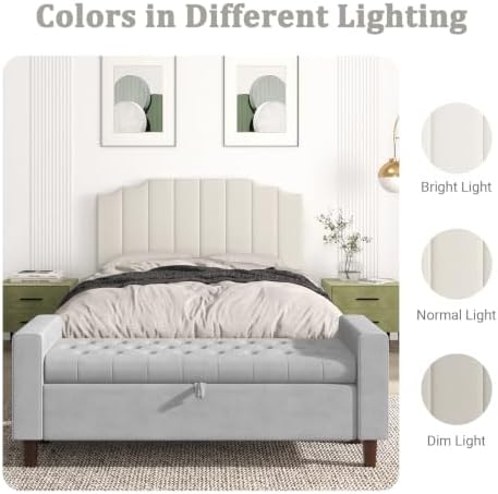 Befurtori Queen Size Headboard Only, Velvet Wall Mount Headboard, Cream
