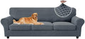 MAXIJIN 4 Pieces Stretch Oversized Couch Covers for 3 Cushion Sofa Covers Washable Sofa Slipcovers Thick Soft Furniture Protector with Non Slip Strap (Dark Gray), 91"-110"(3 XL Cushions)