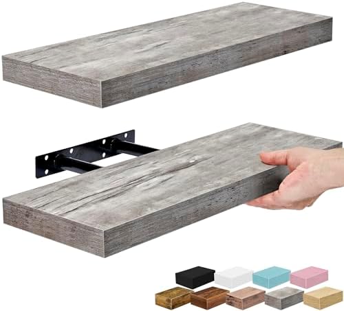 Sorbus 16 Inch Floating Shelves for Wall (2 Pack, Grey)