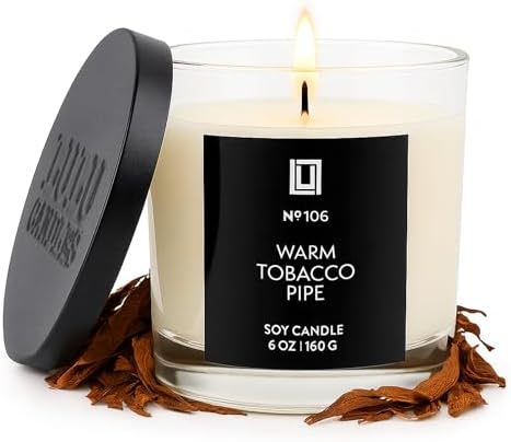 Lulu Candles | Warm Tobacco Pipe | Luxury Scented Soy Jar Candle | Hand Poured in The USA | Highly Scented & Long Lasting (6 Oz.)