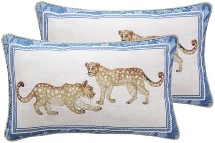 patdrea Designer Vintage Leopard Printed Pillow Cover,12"x20",Set of 2