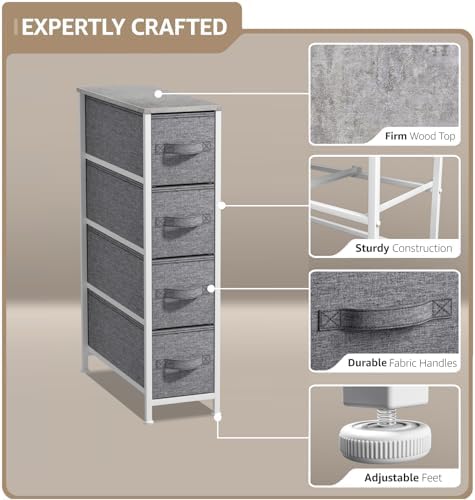 Sorbus 4-Drawer Narrow Dresser for Bedroom (Grey)