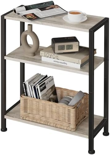 3-Tier Side Table, Small EndTable, Sofa SideTable for Narrow Spaces, Slim EndTable, NightstandTable, Skinny Bedside Table, for Living Room, Bedroom, Office, Greige