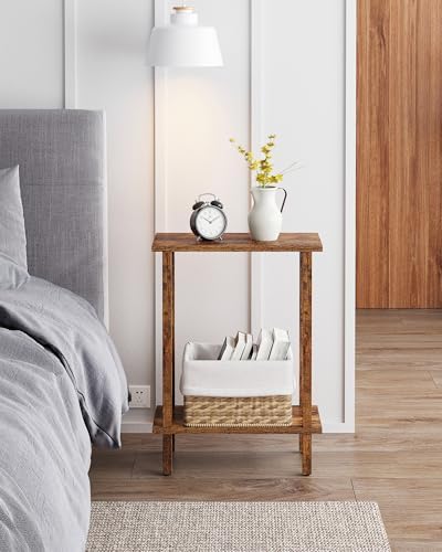 TUTOTAK Narrow Side Table, 2-Tier Small End Table for Couch