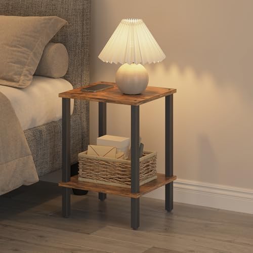 TUTOTAK End Table, Side Table, Nightstand, 2-Tier Storage Shelf