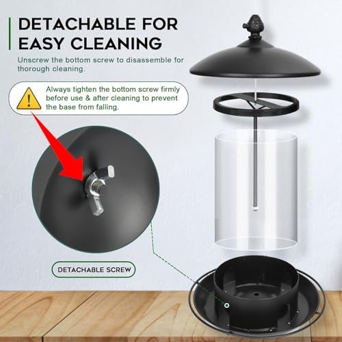 Gbekery Metal Bird Feeders for Outdoors Hanging, 360° Feeding Tray, Black