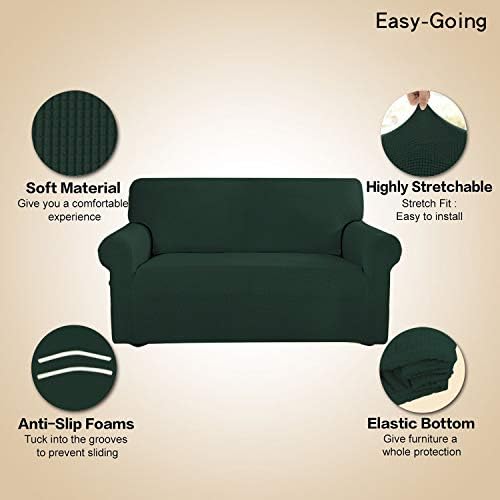 Easy-Going Stretch Couch Covers for Sofa Washable Large Dark Green