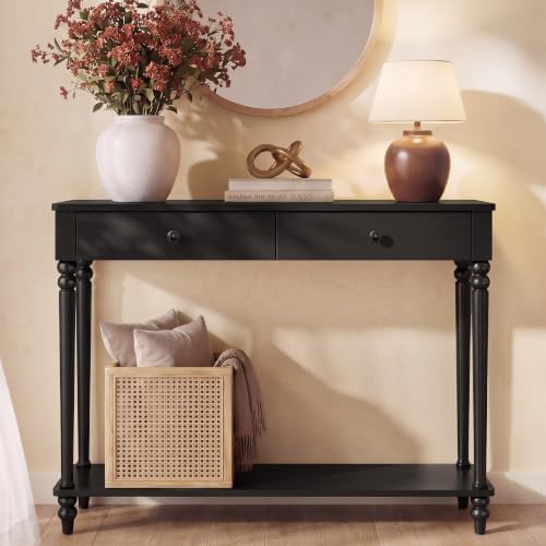 VASAGLE 39.3"Console Table, Narrow Entryway Sofa Table with Solid Wood Legs