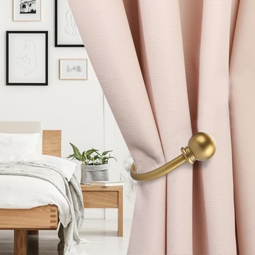 Sumnacon Curtain Holdbacks 2 Pcs Wall Mounted Curtain Tiebacks,Gold