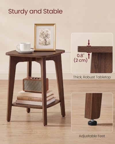 VASAGLE Side Table, 2-Tier Small Square End Table, Nightstand