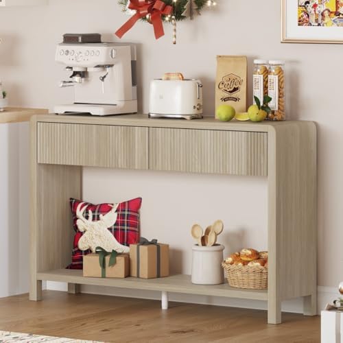 FATORRI Console Table for Entryway Storage, 47.2 Inch Light Walnut
