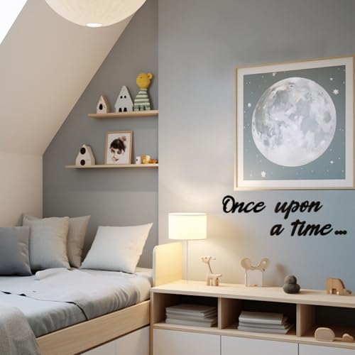 Once Upon a Time Wood Sign, Black Kids Reading Corner Nursery Wall Decor